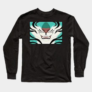 Teal Tiger Face Long Sleeve T-Shirt